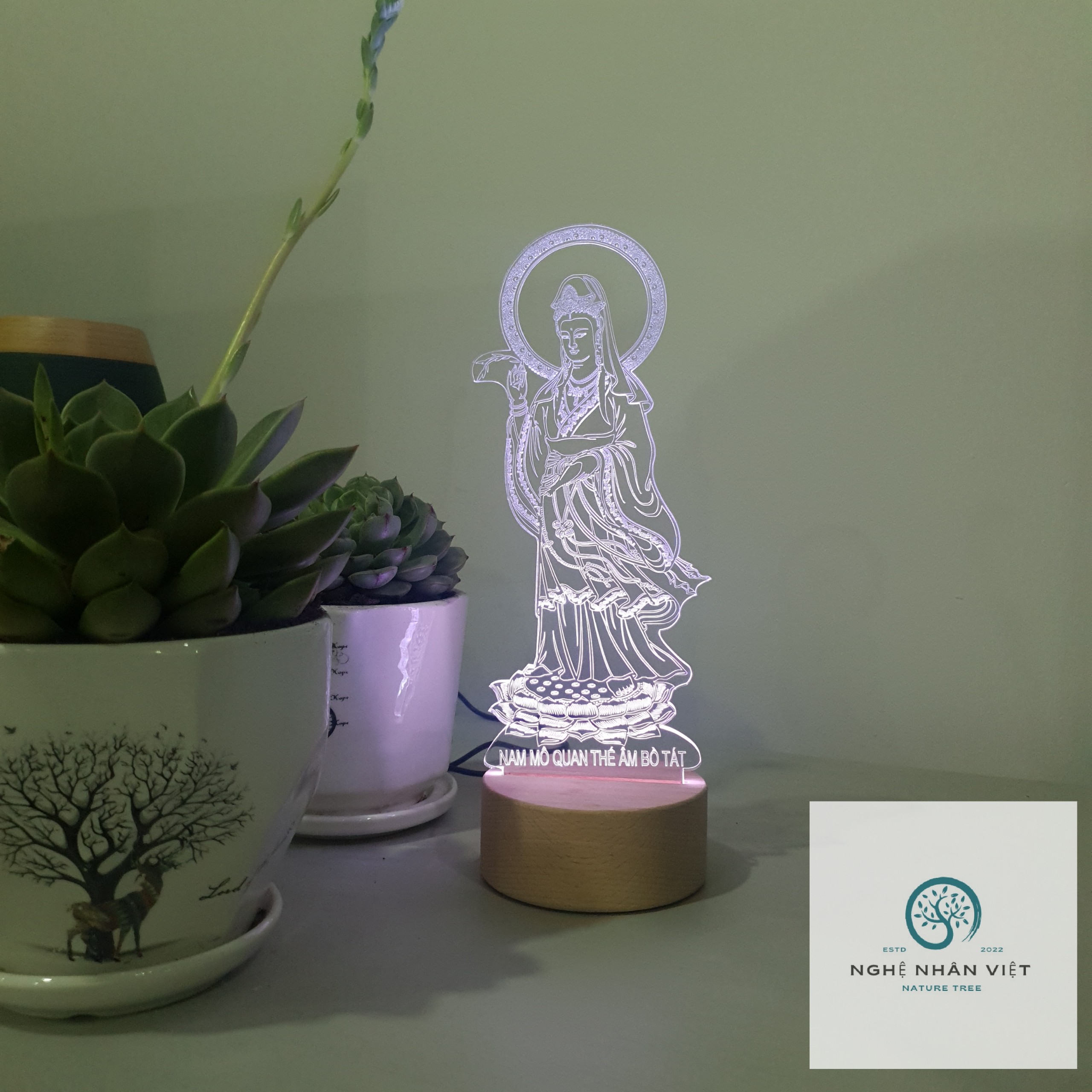 Đèn 3D Decor Quan Âm Bồ Tát Đứng