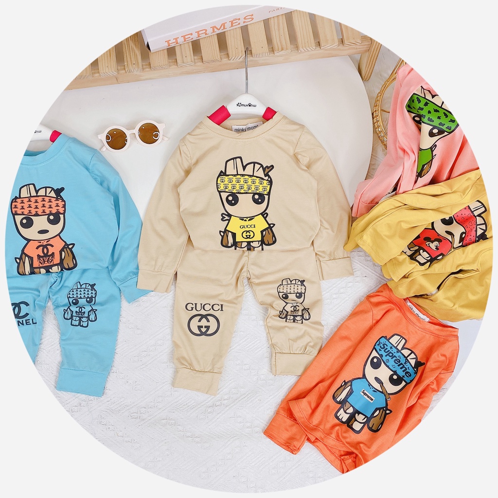 [SALE] Bộ Quần Áo Bé Gái Bé Trai Minky Mom Vải Thun Lạnh Vệ Binh Thiên Hà Bộ Dài Tay Cho Bé Mặc Thu Đông MKMTD2161