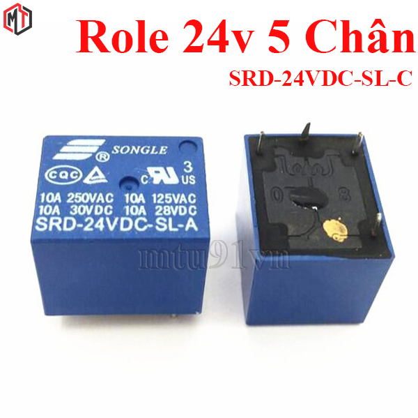 Relay 24V 5 chân 10A Songle - SRD-24VDC-SL-C (Role loại Tốt)