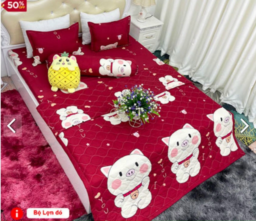 Bộ Chăn Ga Gối Hè Thu 5 Món (Gồm 1 Chăn hè chần bông+ 1 Ga bo chun+ 2 Vỏ gối nằm+1 Vỏ gối ôm)