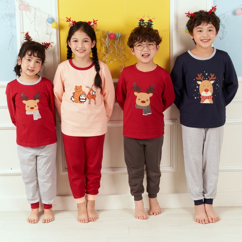 Nơi bán Bộ đồ quần áo cotton dài tay trẻ em mùa thu đông hình giáng sinh Noel cho bé trai và bé gái style Hàn Quốc Econice