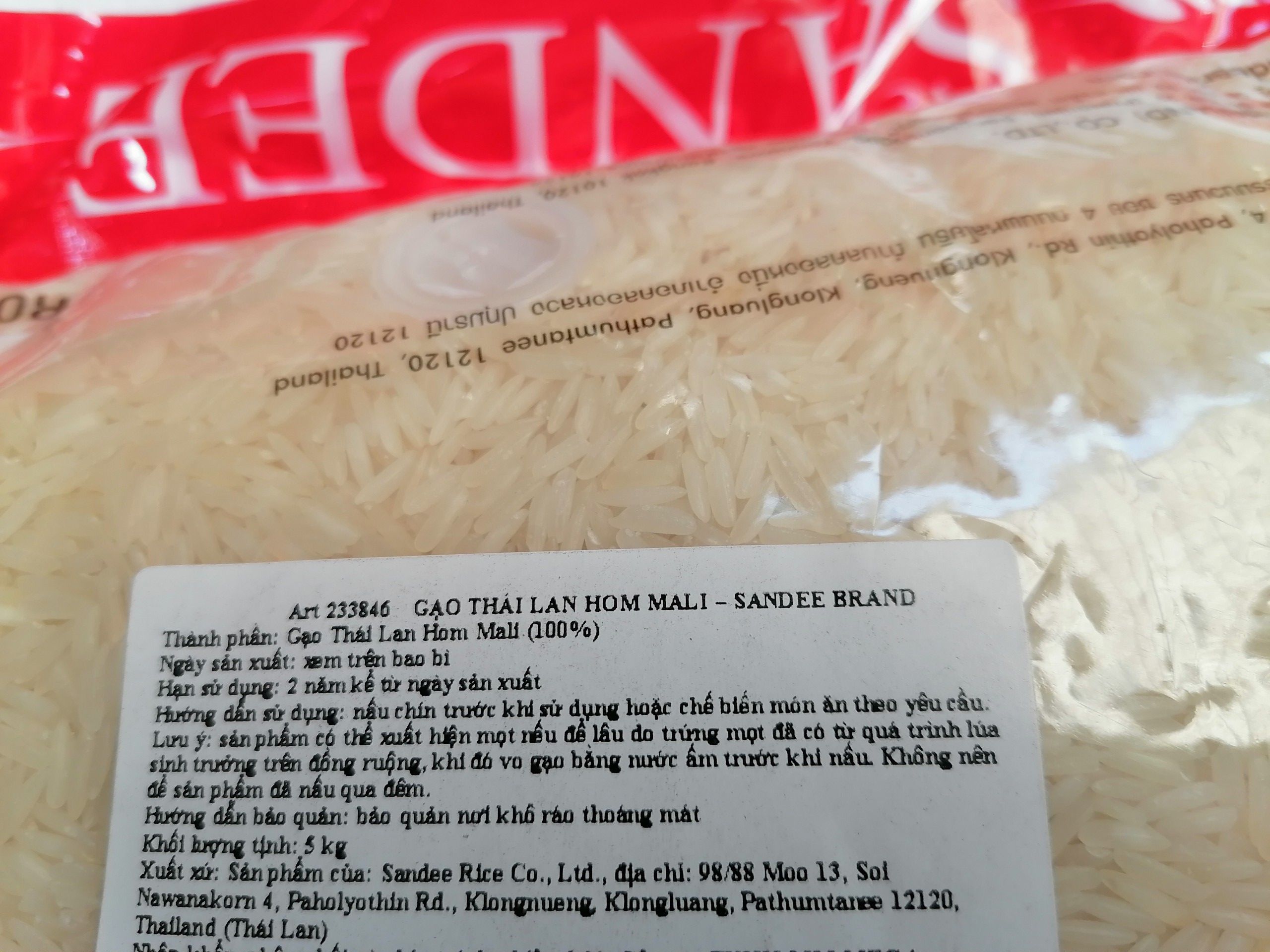 [TÚI ĐỎ LỚN 5Kg] GẠO THƠM THÁI [Thailand] SANDEE Hom Mali Rice (halal)