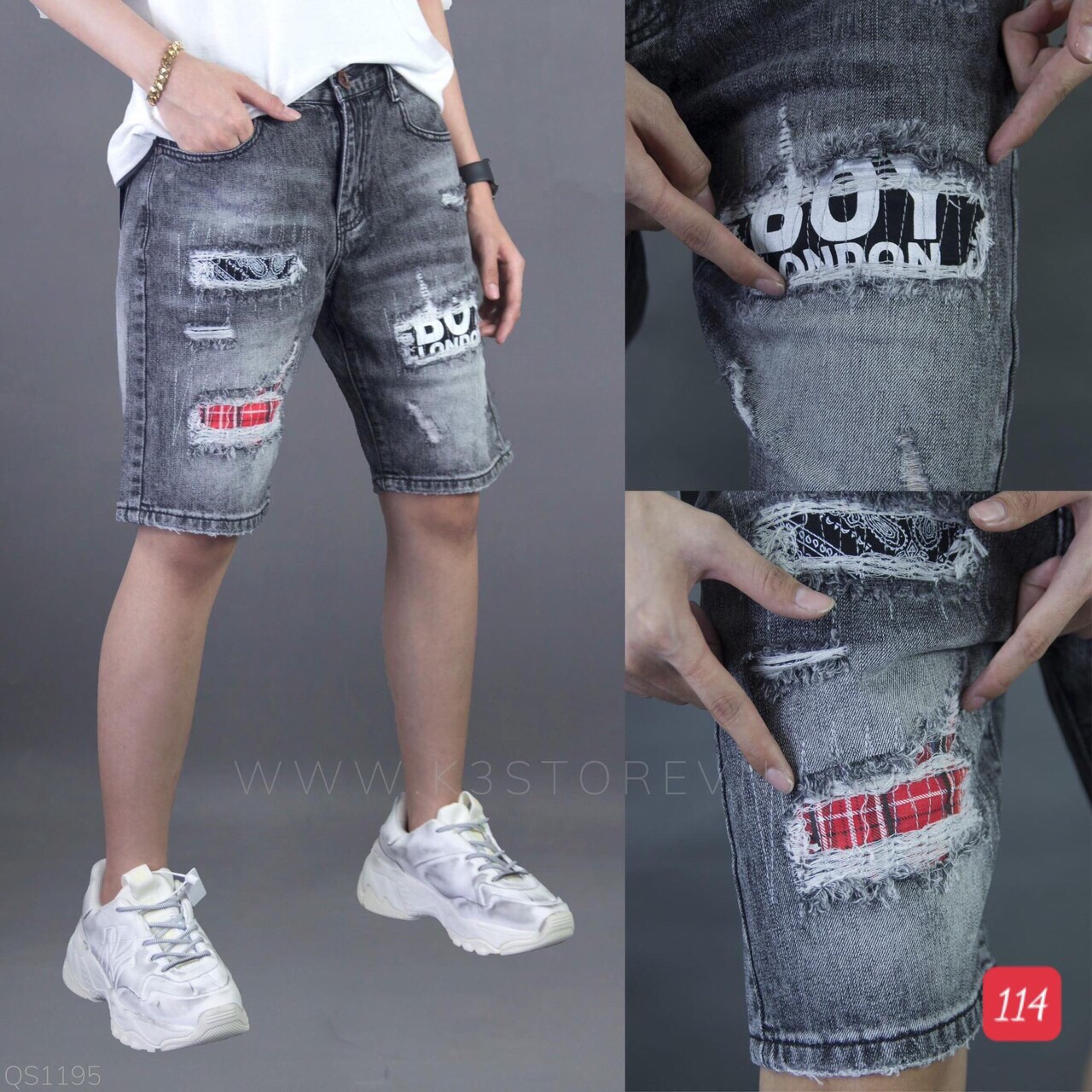 Quần short jean nam đen rách cao cấp ,full team mác, chất liệu jean , co giãn tốt ,hàng chuẩn shop DIỄM NHI SHOP BMY001