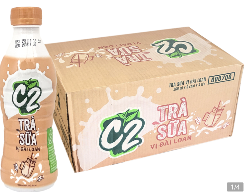 Thùng 24 chai trà sữa Đài Loan C2 260ml (Team milk tea)