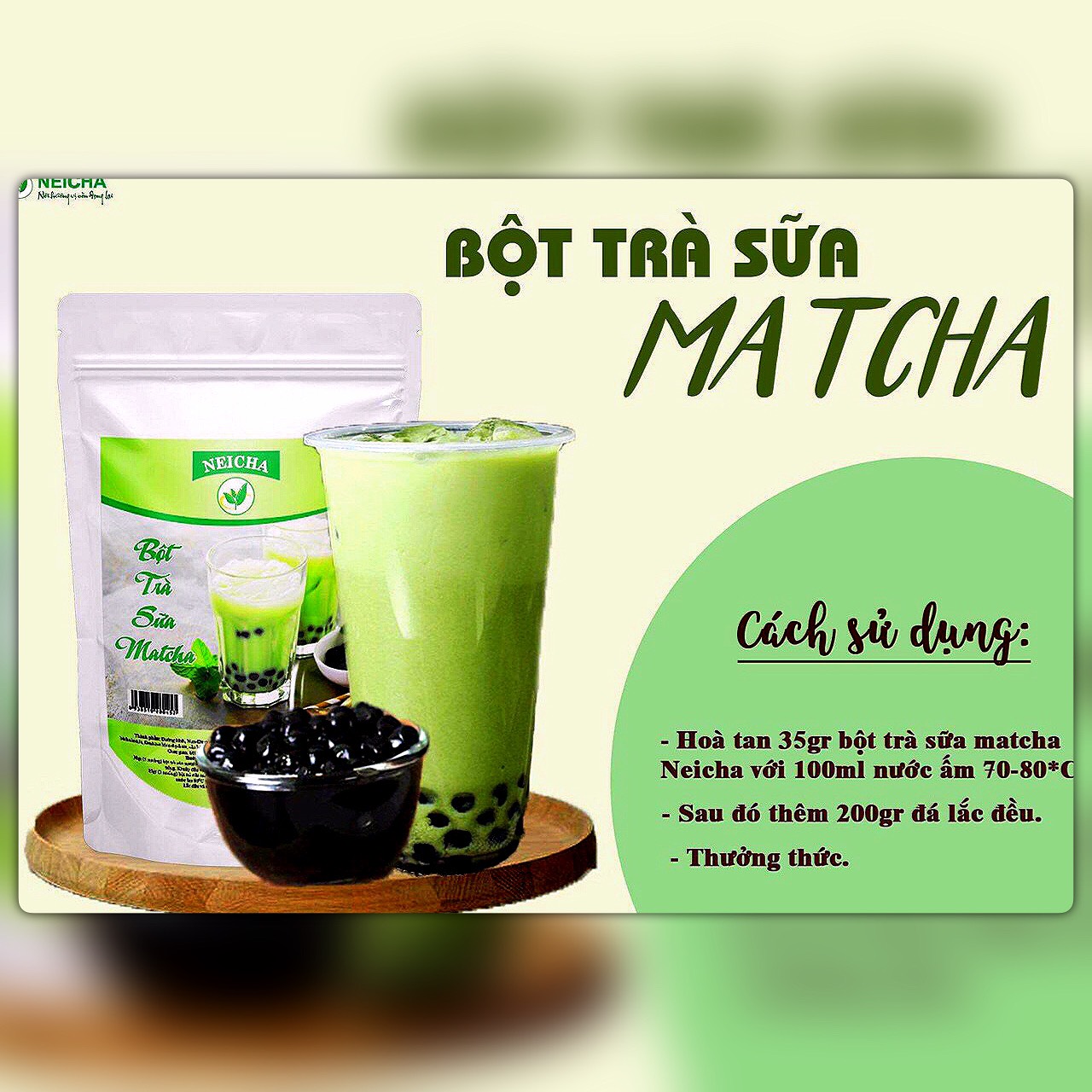 (200g)Bột Trà Sữa Vị Matcha PHA SẴN SIÊU NHANH. DATE MỚI