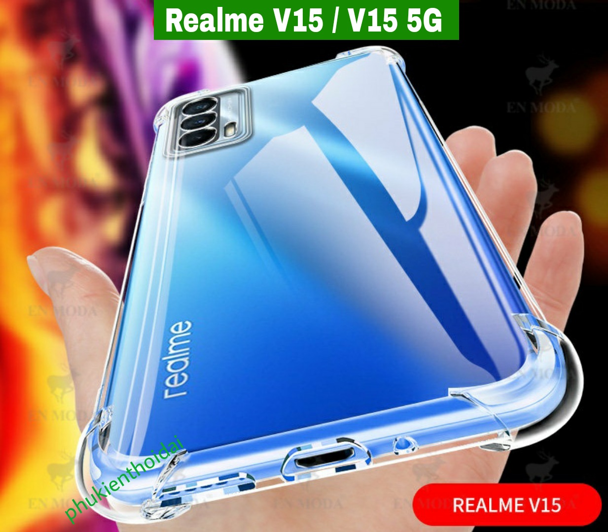 Ốp lưng Silicon dẻo Realme V15 / V15 5G trong suốt chống sốc lồi 4 góc hạn chế ố vàng