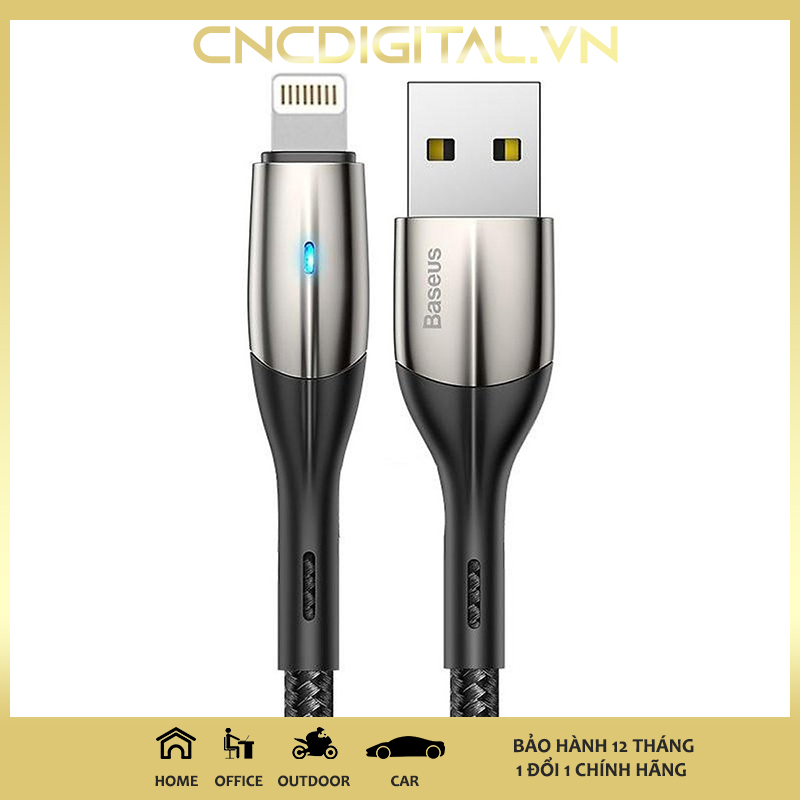 Cáp sạc nhanh Baseus siêu bền có đèn báo 8 pin - Cáp cho iPad iPhone 13 12 11 Xs Max Xs XR hỗ trợ Sạc Nhanh có đèn Màu Xanh LED cho iOS 15 14 13 12 11 10 USB to Lightning dài 1m - 2m - Hàng Chính Hãng