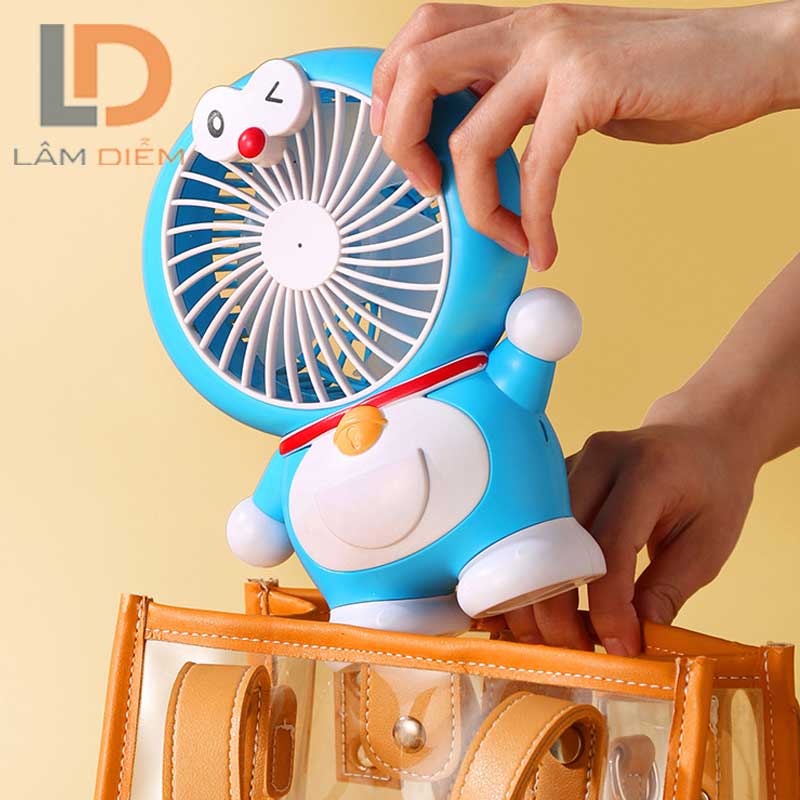 Quạt để bàn sạc usb 2 chế độ siêu mát đôrêmon kitty