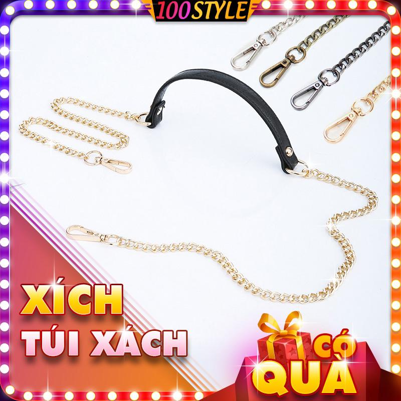 Dây Đeo Túi Xách Xích Phối Quai Da Đen 13mm M708 - 100style.net