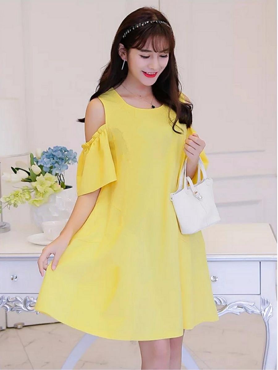 [HCM]Đầm bầu công sở thời trang khoét vai