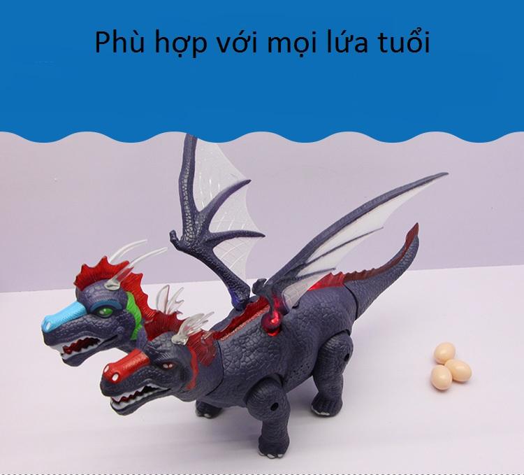 Khủng long 2 đầu biết kêu, có đèn, đẻ trứng