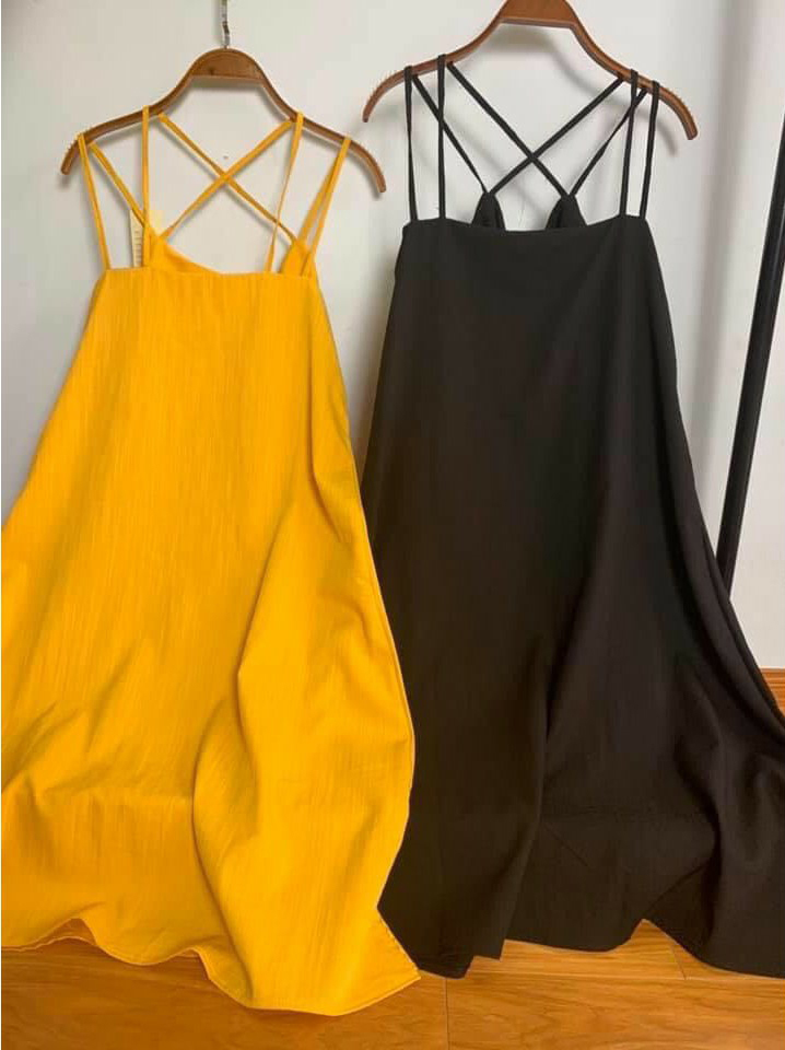 Đầm đũi maxi 2 dây đan lưng