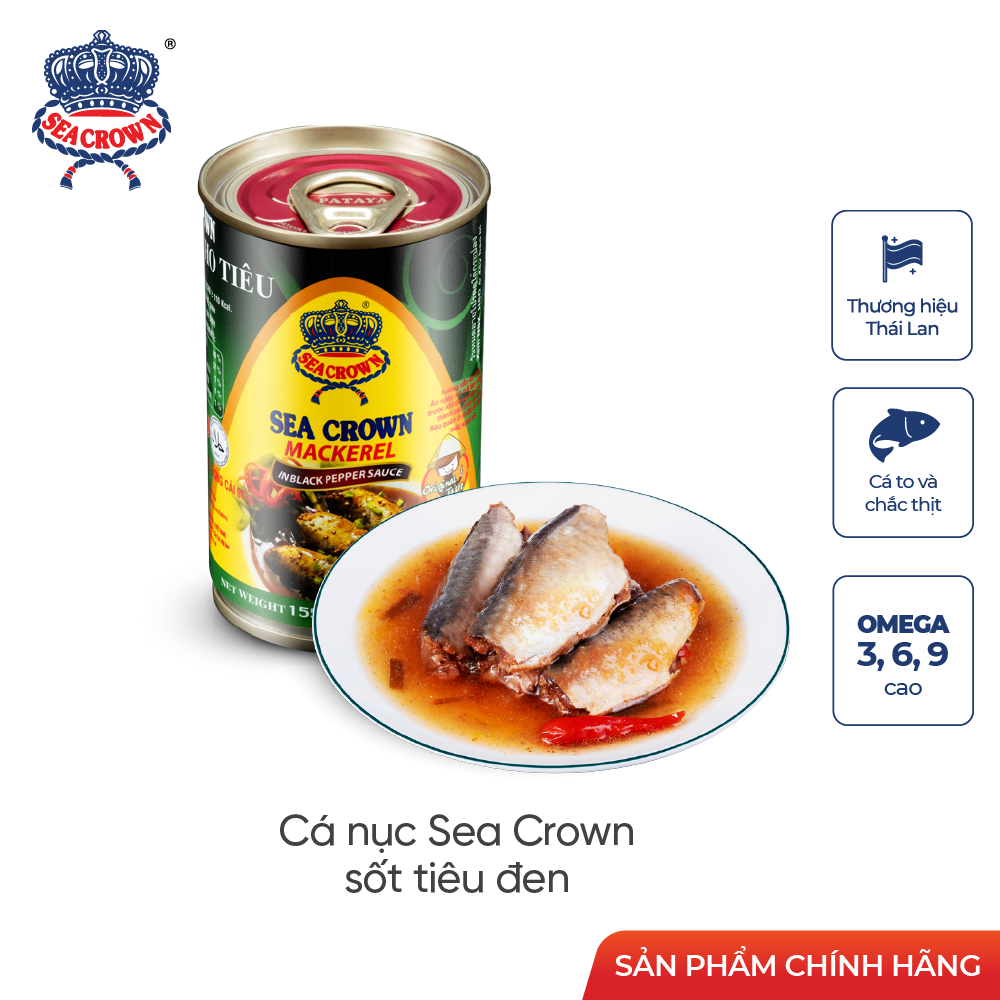 Lốc 10 lon Cá Hộp Sea Crown Cá Nục Kho Tiêu