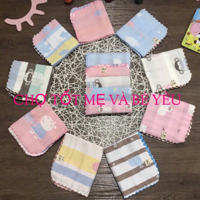 [HCM]Set 5 Khăn Sữa Sợi Tre Khăn Xô Mềm Túi Zip Cho Bé