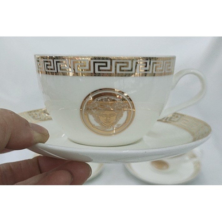BỘ ẤM CHÉN( BÌNH TRÀ ) SỨ XƯƠNG VERSACE VIỀN VÀNG CAO CẤP