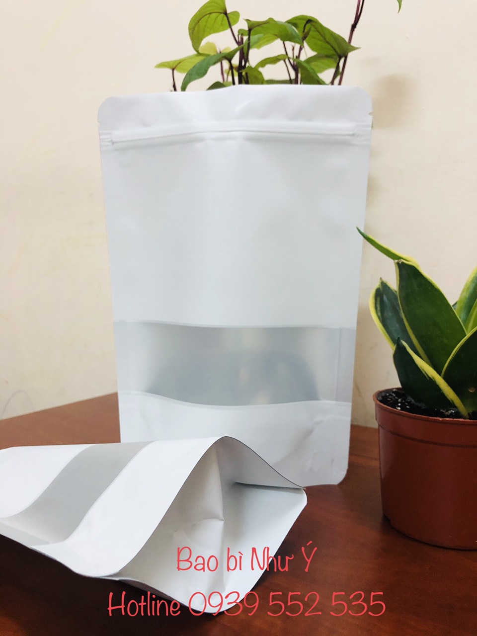 [1kg/size] túi zip sữa cửa sổ tràn đựng bột đậu hạt cafe (mẫu mới có móc khóa - hoặc ko móc khóa)