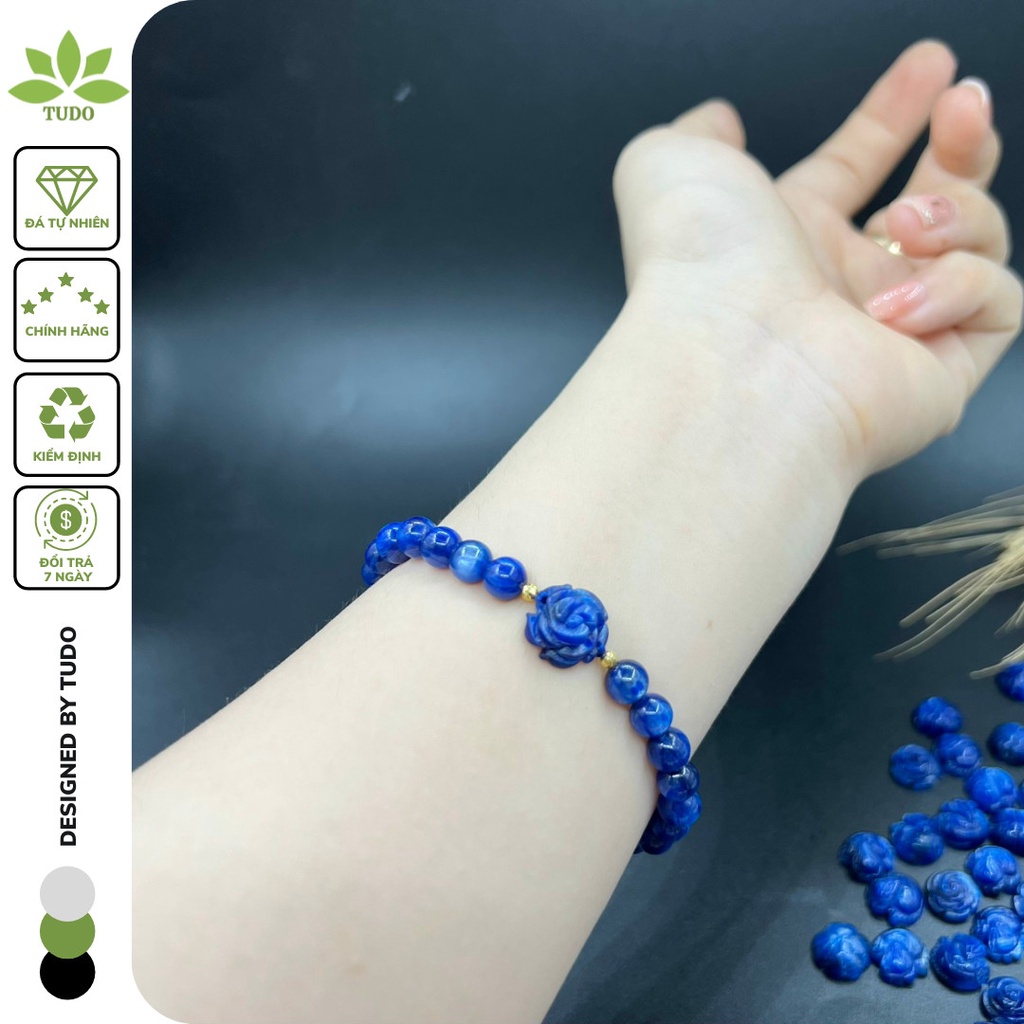 Vòng tay nữ đẹp - vòng phong thủy mệnh thủy, mộc tudo vcvkyan au10k charm hoa mẫu đơn b37k840
