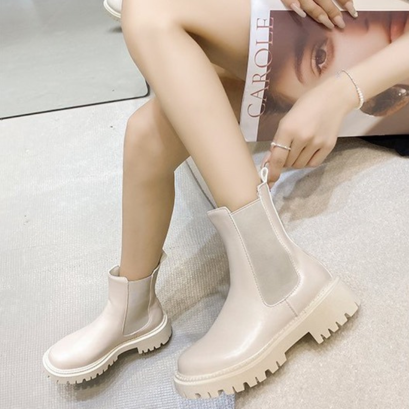 Giày boot nữ mwc 9126 - giày boot nữ cổ lửng kết hợp chun co giãn ôm dáng thanh lịch