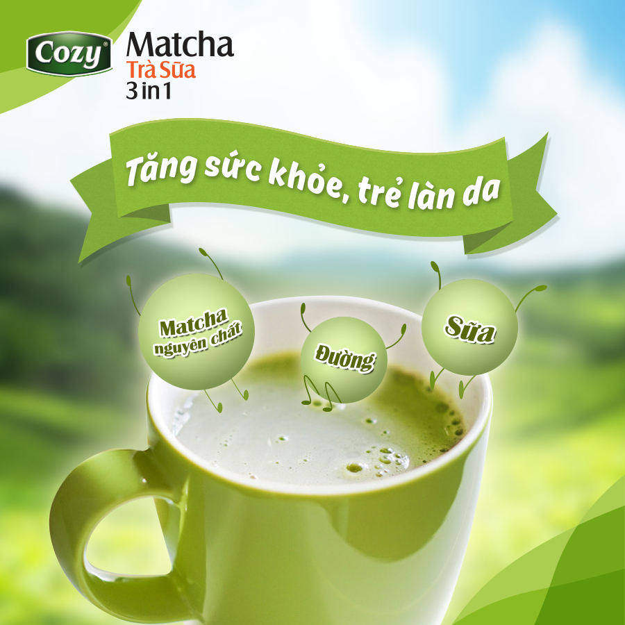 Cozy 3A soluble matcha milk tea (170gr/10 packs X 17gr)