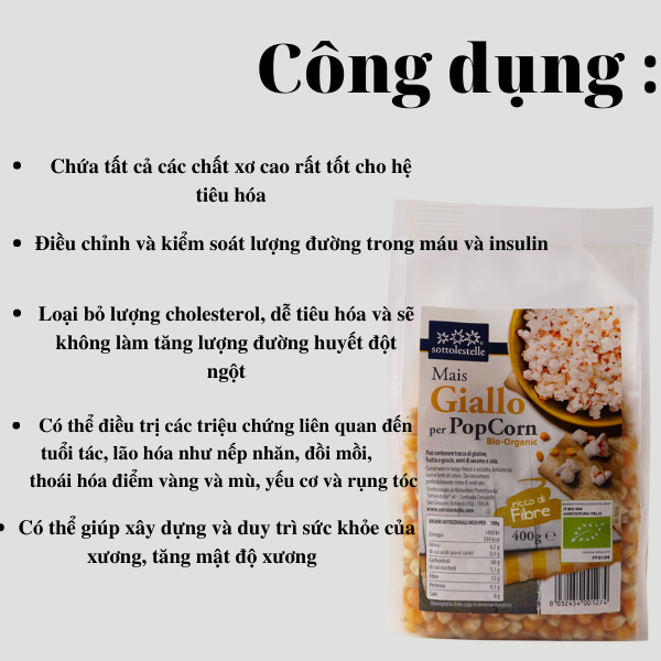 Hạt bỏng ngô vàng hữu cơ Sottolestelle