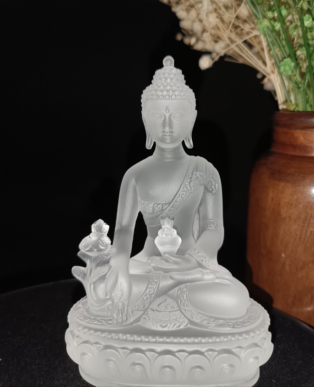 Tượng Phật Dược Sư đá Lưu Ly 12cm