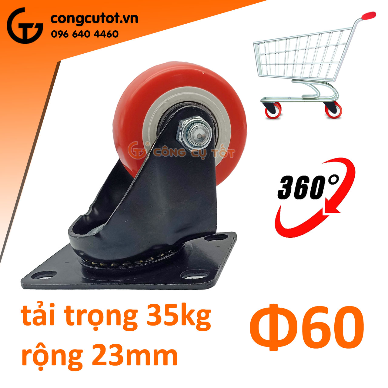Bánh xe đẩy hàng xoay 360 độ