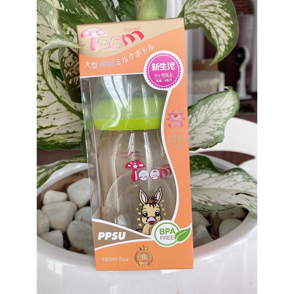 (Tặng thêm 1 núm ti thay thế) Bình sữa Toom PPSU cổ rộng 160ml nhập khẩu Nhật