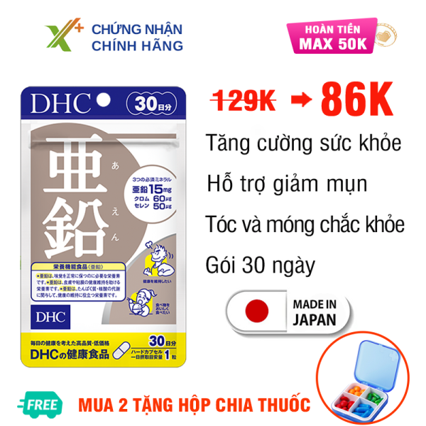 Viên uống kẽm DHC Nhật Bản thực phẩm chức năng Zinc giúp ăn ngon miệng,  giảm mụn, dưỡng tóc và móng khỏe, hỗ trợ sinh lý nam 30 ngày XP-DHC-ZIN30 cao cấp