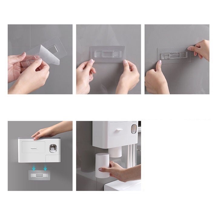 Bộ nhả kem đánh răng tự động 2 cốc mẫu mới