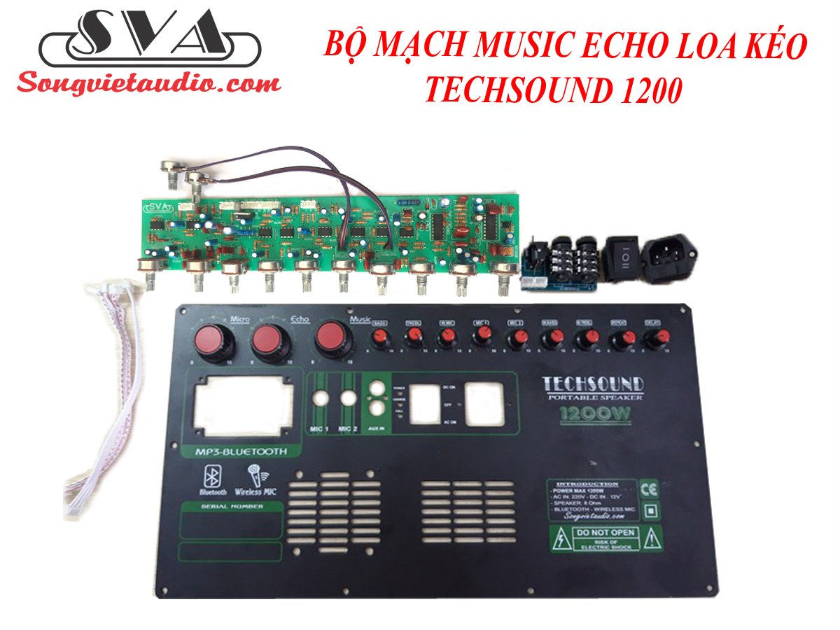 BỘ MẠCH MUSIC ECHO LOA KÉO TECHSOUND 1200 W (2 KÊNH)