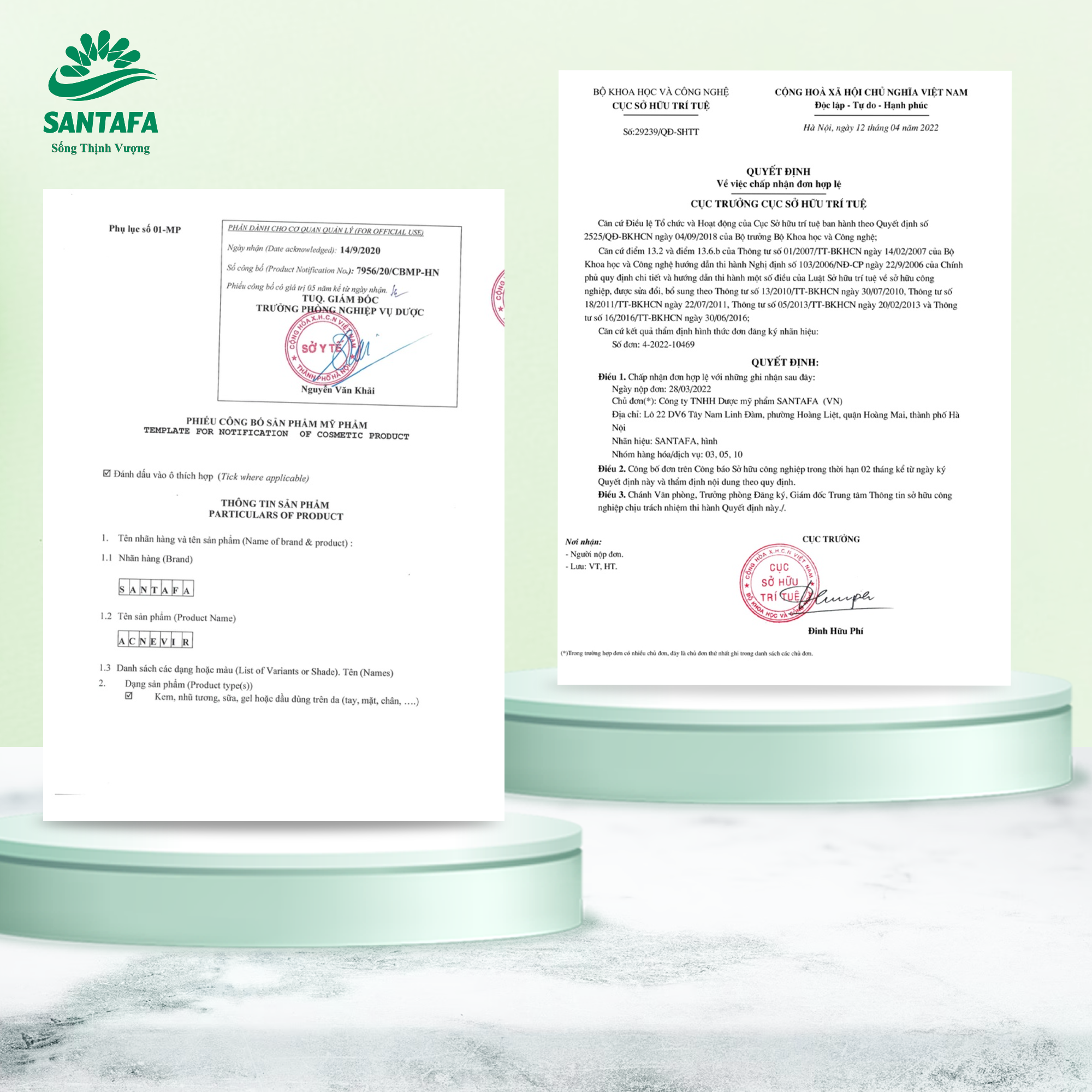 Combo Giảm Mụn Bọc, Mụn Mủ, Mụn Trứng Cá Acnevir Santafa (Sữa Rửa Mặt 100gr Và Tuýp Kem Ngừa Mụn 10gr)