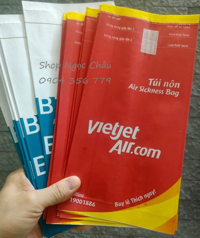 Set 10 túi nôn/ túi ói cao cấp hàng không (Viejet Air, ...)