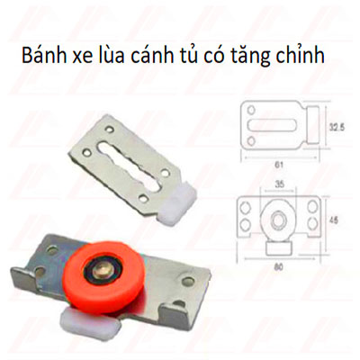 Combo 4 cặp ray trượt cửa tủ cánh lùa u.u đài loan