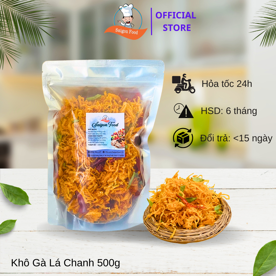 [HCM] 500G KHÔ GÀ LÁ CHANH (túi zip) - Saigon Food