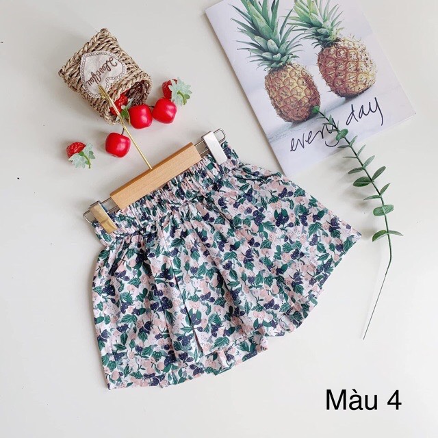 Quần váy bé gái vải thô hoa nhí cực mềm mát cho bé, đồ đôi mẹ con, Quần đùi giả váy điệu đà Shop NEM