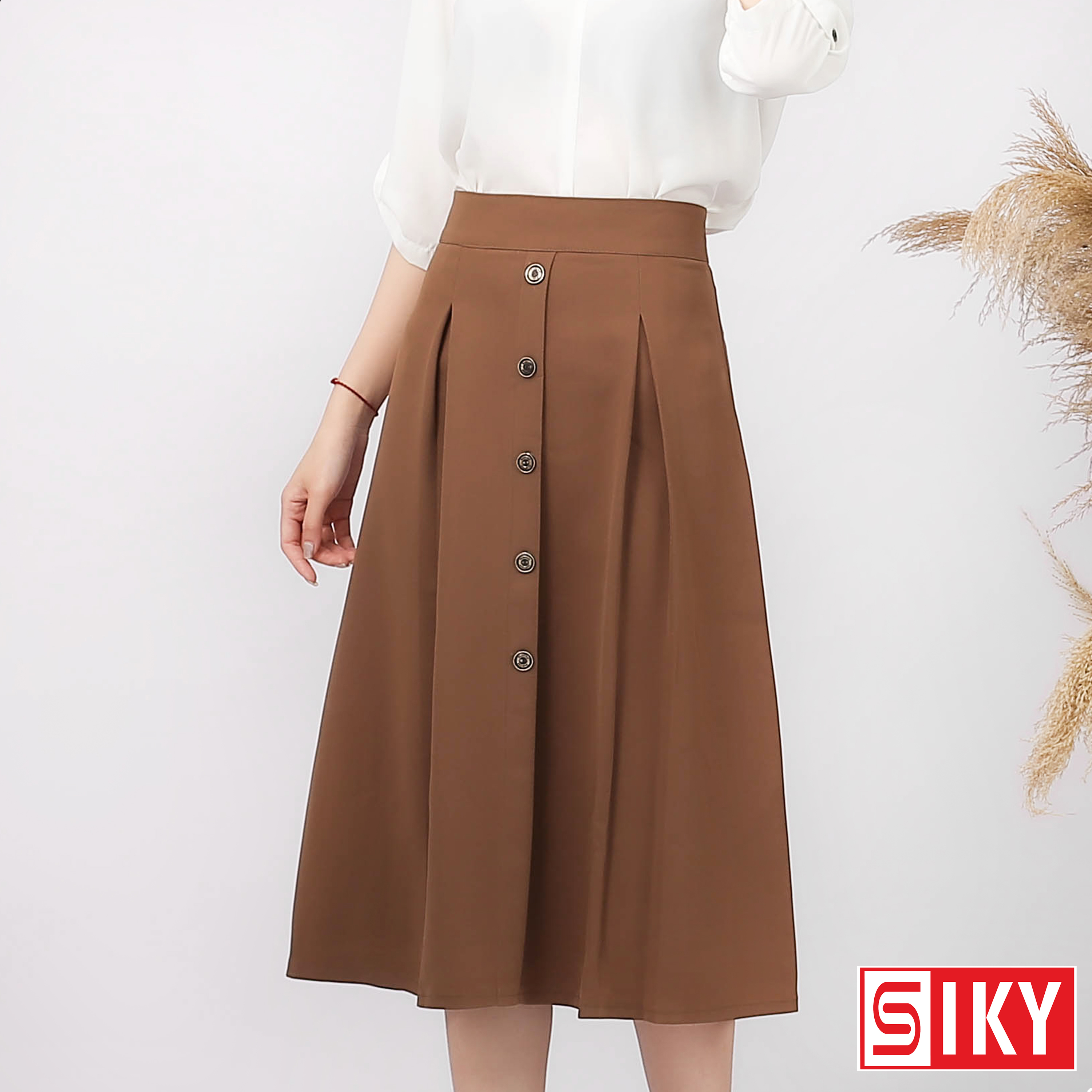 Chân váy công sở dáng dài 5 cúc hàng mới- SIKY -CV02