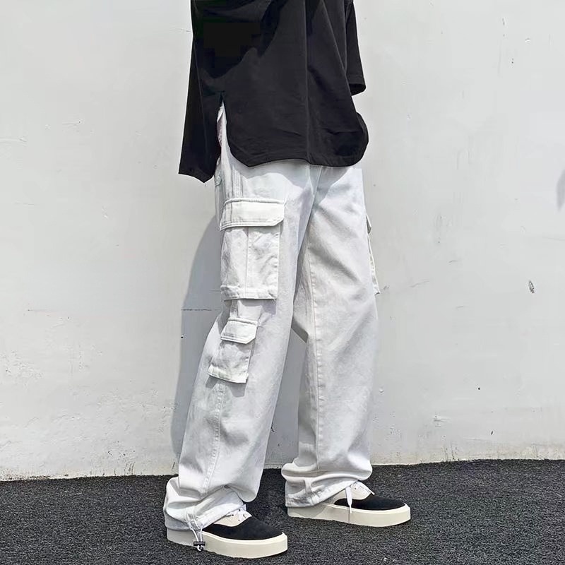 [ Mẫu Mới 2023 ] Quần dài ống suông rộng phối nhiều túi màu trơn phong cách hiphop thời trang cho nam Zenko MEN QUAN 087