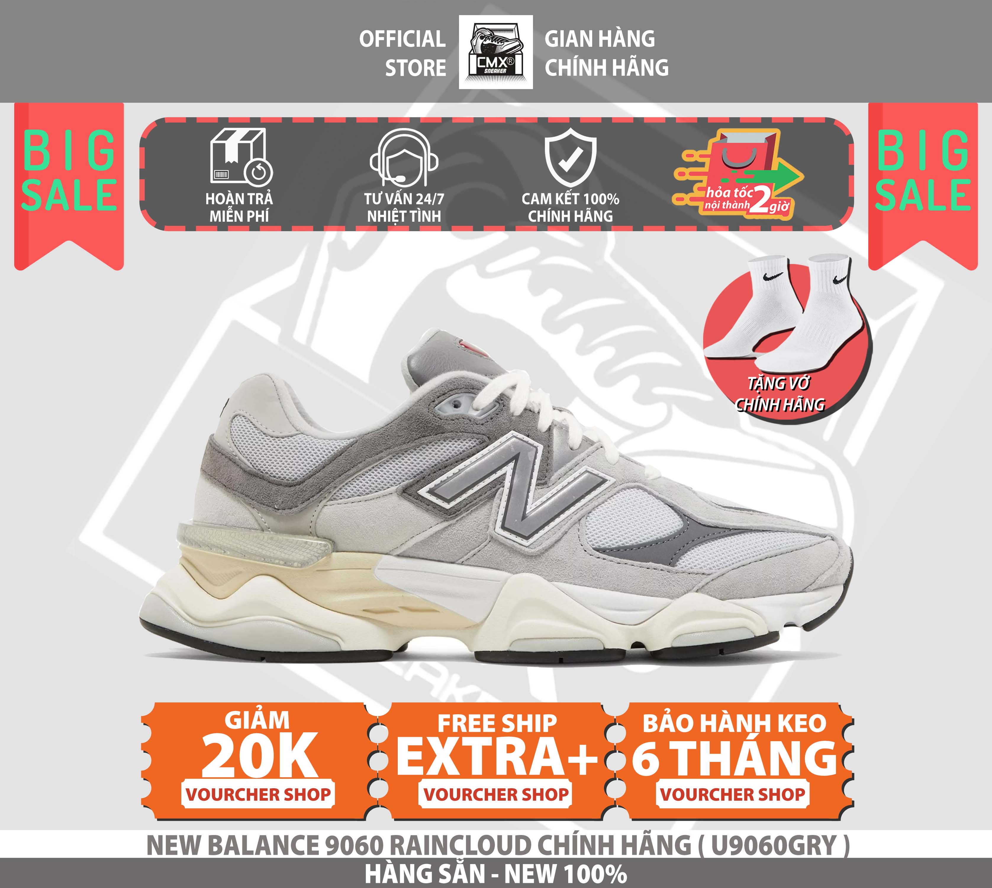 [ HÀNG CHÍNH HÃNG CÓ SẴN ] Giày NEW BALANCE 9060 RAIN CLOUD ( U9060GRY ) - AUTHENTIC 100%