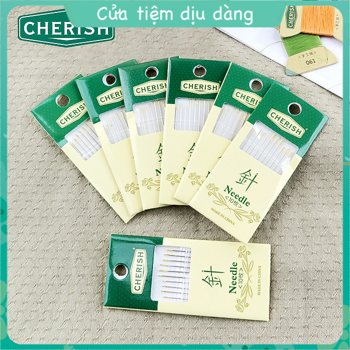 Set kim thêu nhiều cỡ đầu vàng Cherish 10 chiếc