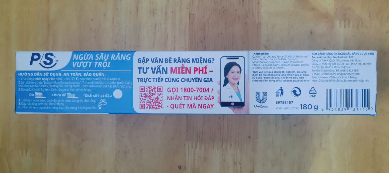 Kem đánh răng P/S 180g - BACH HOA HV