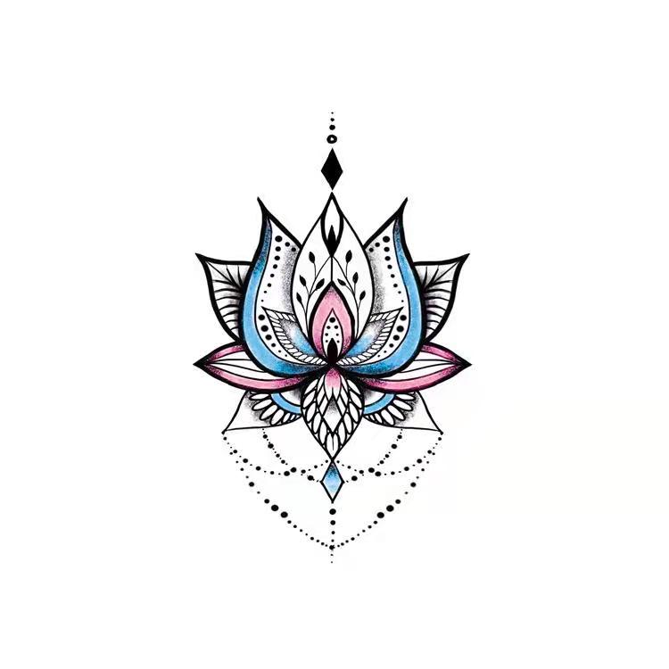 Waterproof Tattoo Sticker Brahma Lotus Totem Yoga Brahma Flower Mandala Ankle
