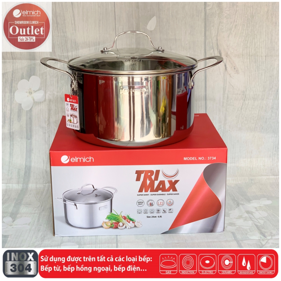 NỒI INOX CAO CẤP 3 LỚP ĐÁY LIỀN TRI-MAX 24 CM