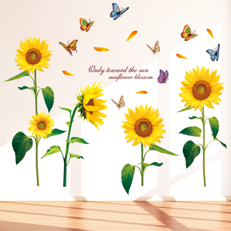 Decal dán tường hoa hướng dương vàng