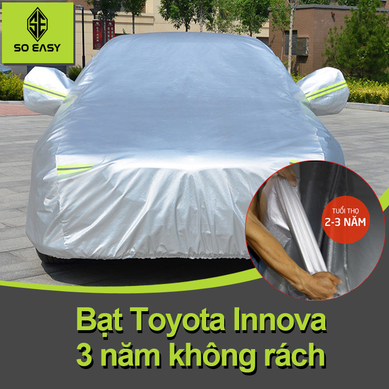 Bạt Phủ xe Toyota innova, áo trùm che phủ xe hơi, bạt phủ xe ô tô, che xe ôtô 4 chỗ đến 7 chỗ gấp xếp gọn gàng, lớp bạc phản quang chống nóng, mưa, Một lớp vải dù Polyester Oxford Fabric cao cấp-BPXM-7XL-Toyota innova
