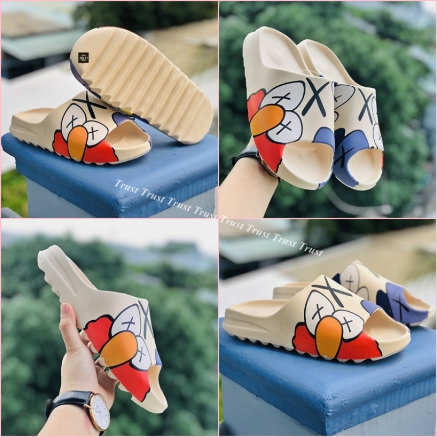 Dép quai ngang nam nữ yeezy slide Trắng kem KEW chất xịn, êm, nhẹ đế cao hot 2020 - Tặng hộp/ Ảnh thật và video tự quay giá rẻ