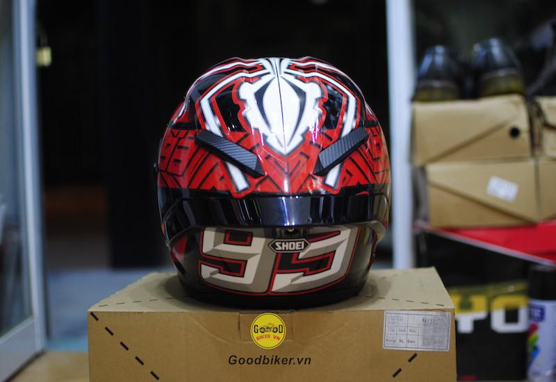 Tem Shoei nhện 93 đỏ dán mũ fullface