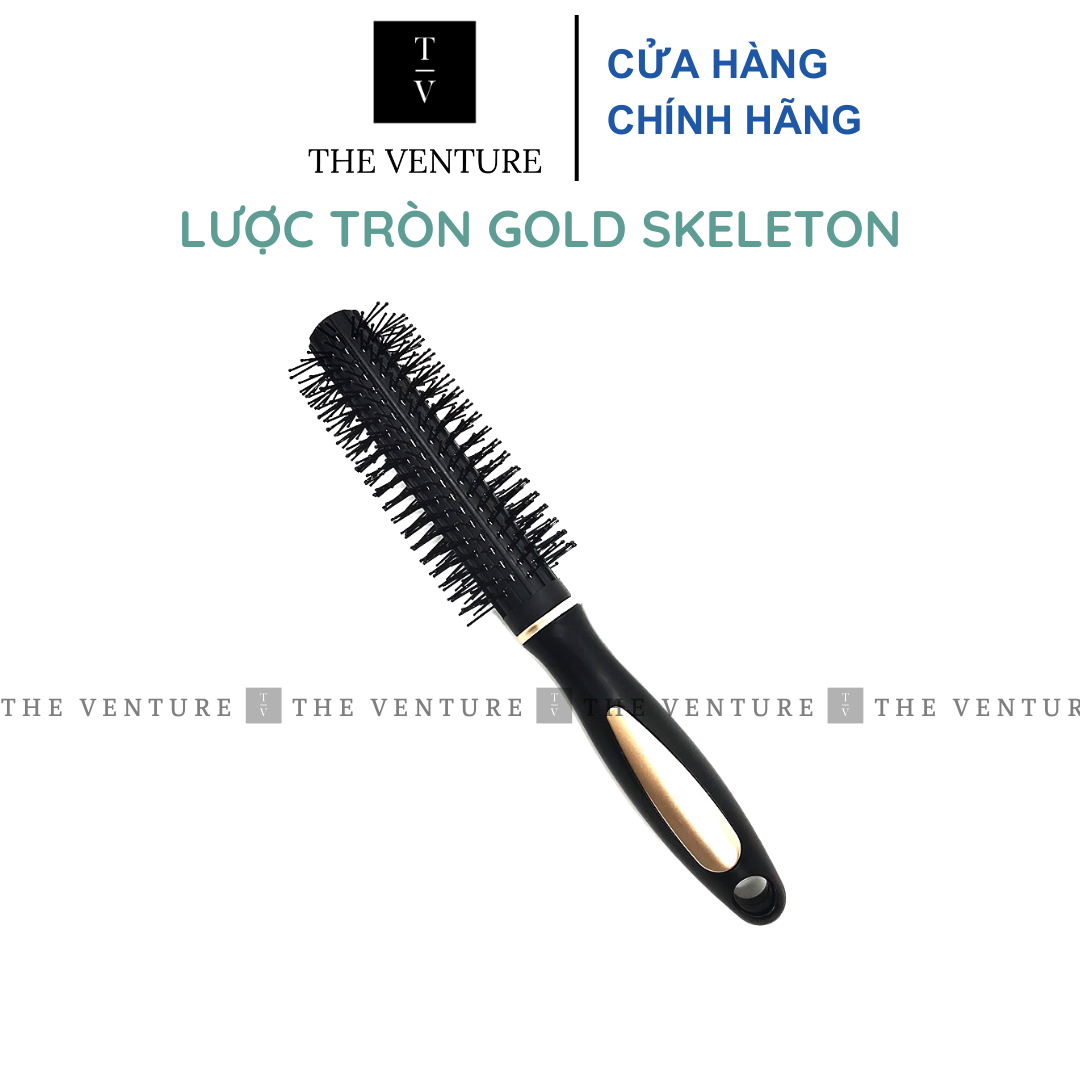 Lược tròn Gold Skeleton Brush tạo kiểu tóc uốn tóc cao cấp .