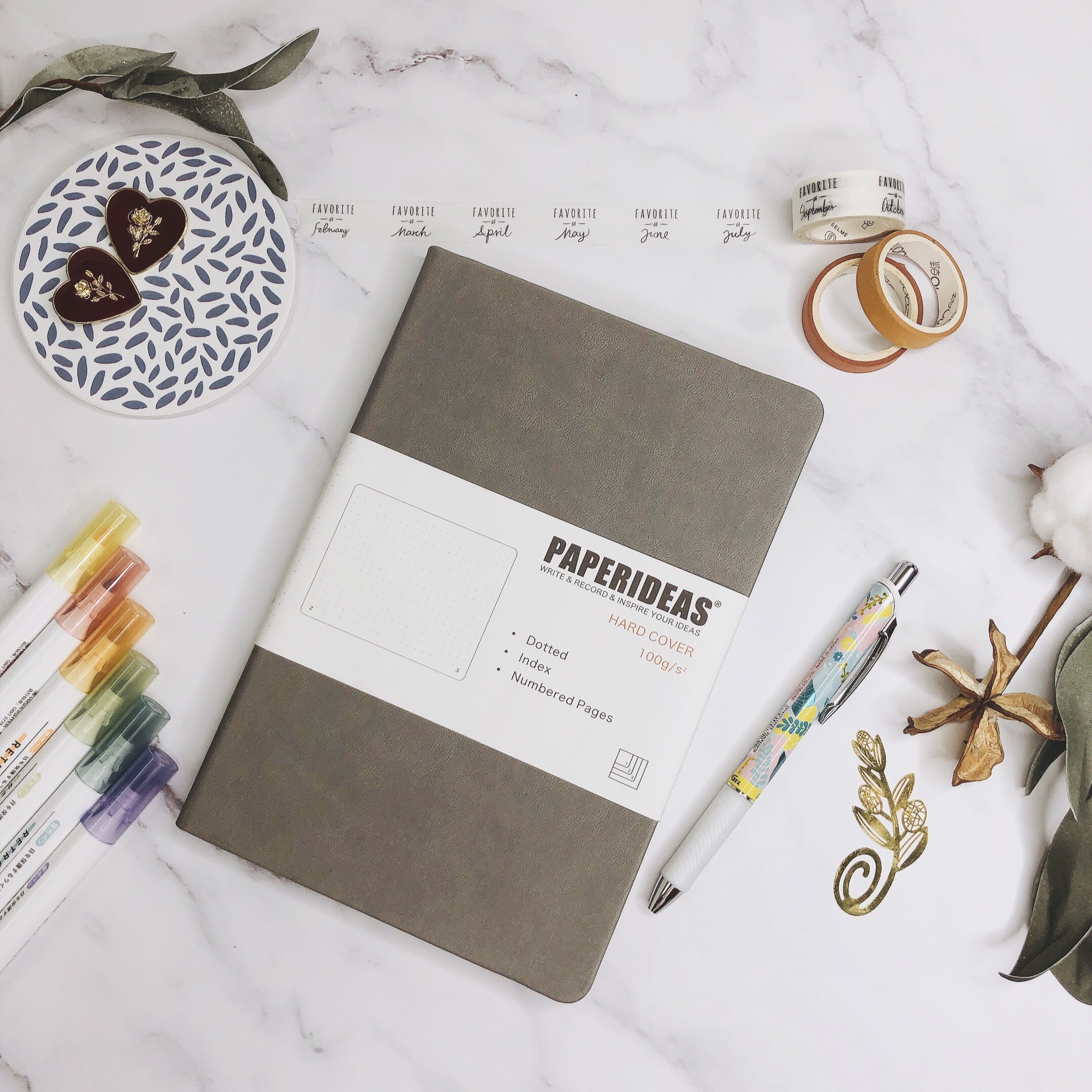 [Quà 0 đồng] Sổ Tay Paperideas A5 Bìa Da 9 màu Giấy Dot (9 màu bìa)