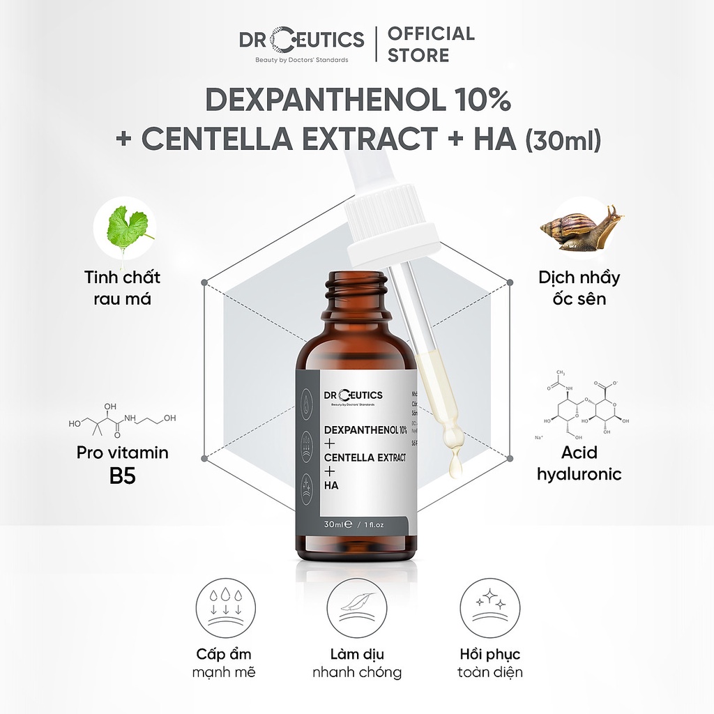 Serum B5 DrCeutics Cấp Ẩm Và Phục Hồi Da Dexpanthenol 10% + Centella Extract + HA (30g)