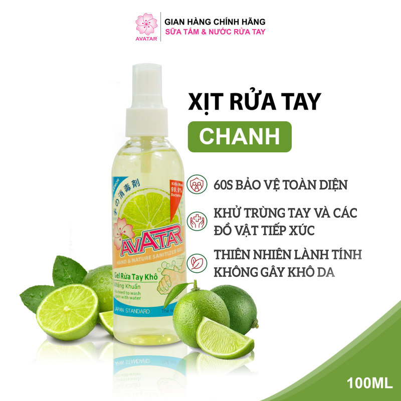 Nước rửa tay hương chanh Avatar dạng xịt 100ml